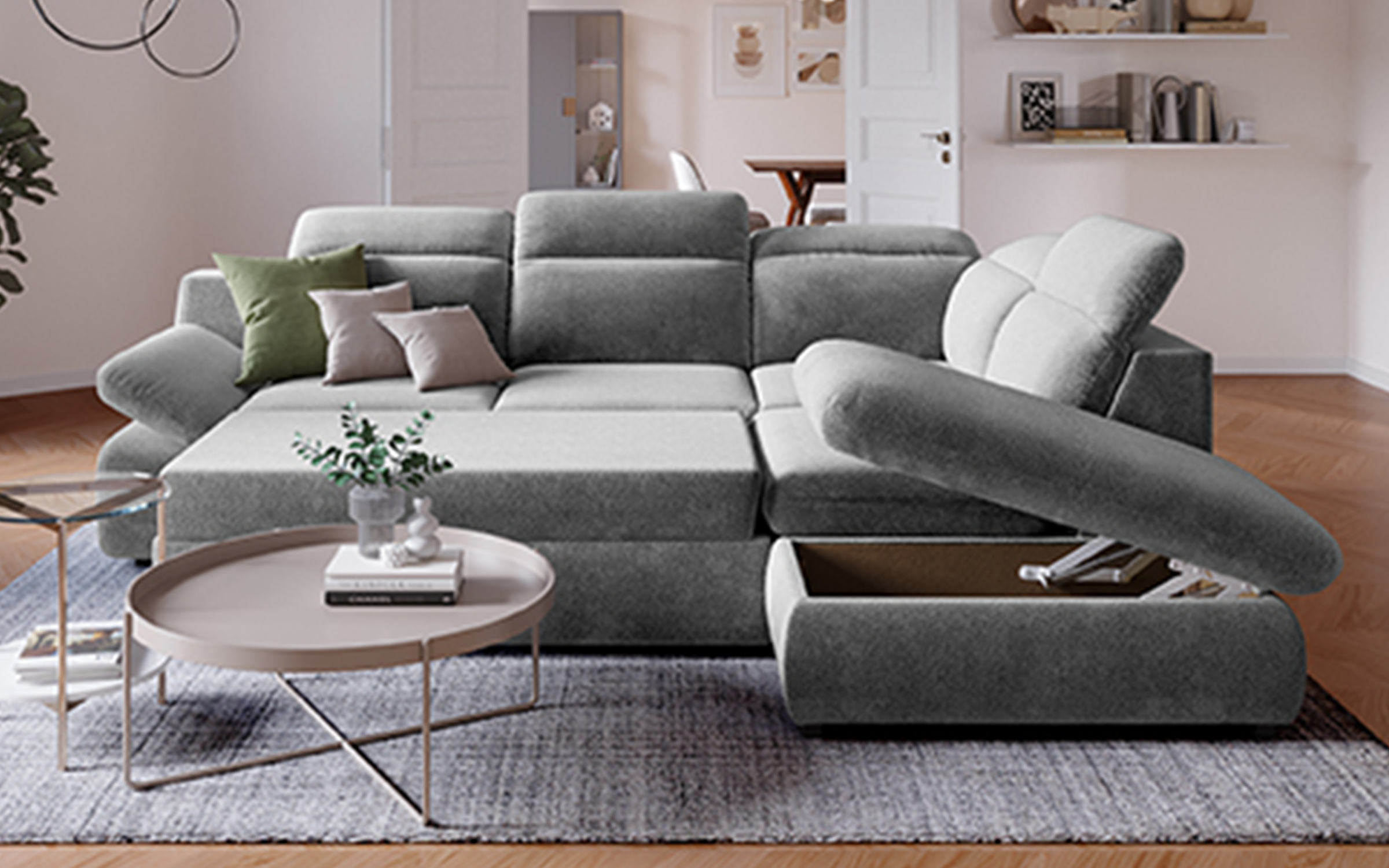 Extendable corner sofa Loran, grey  2
